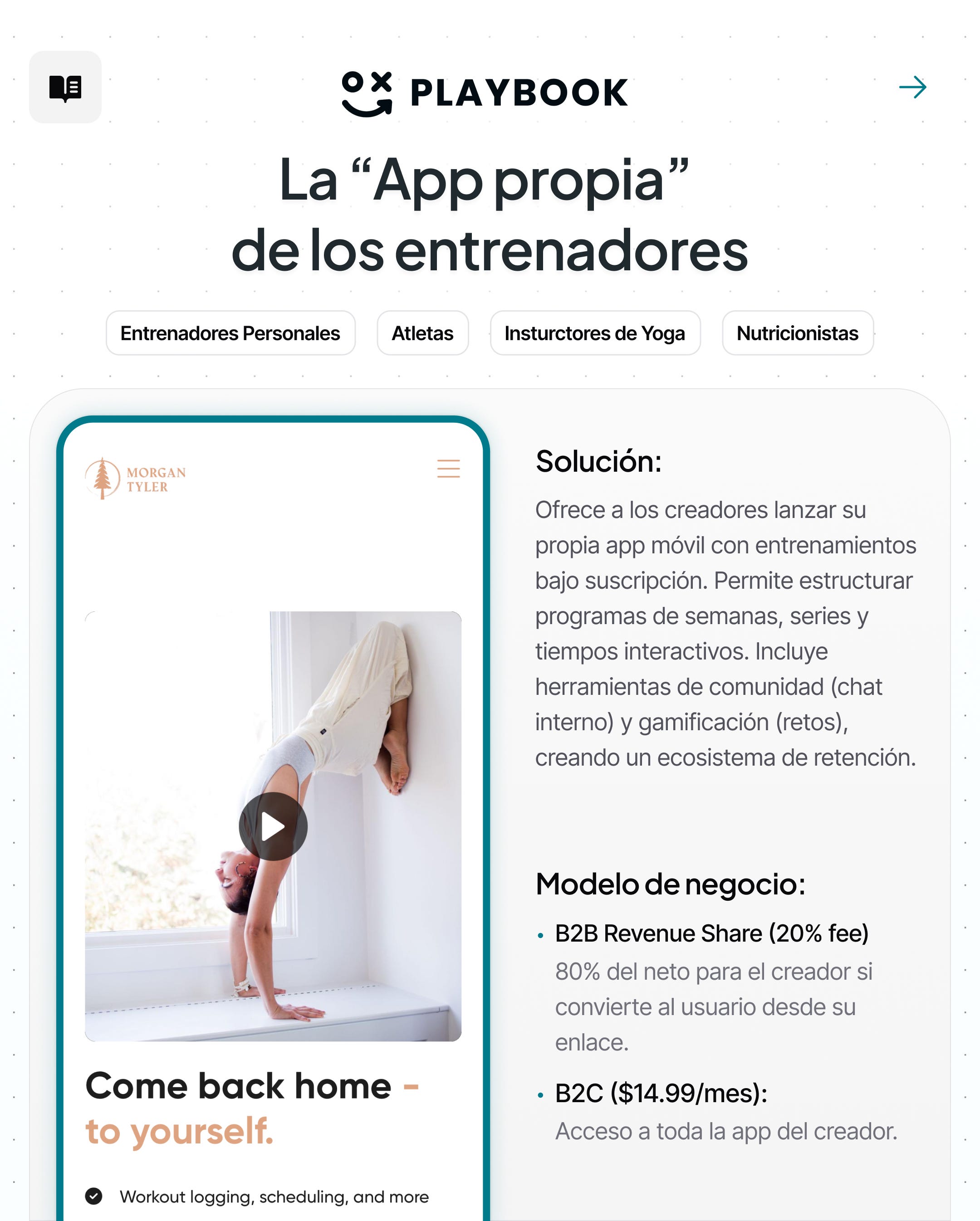 Ficha técnica de Playbook y ejemplo de su link-in-bio