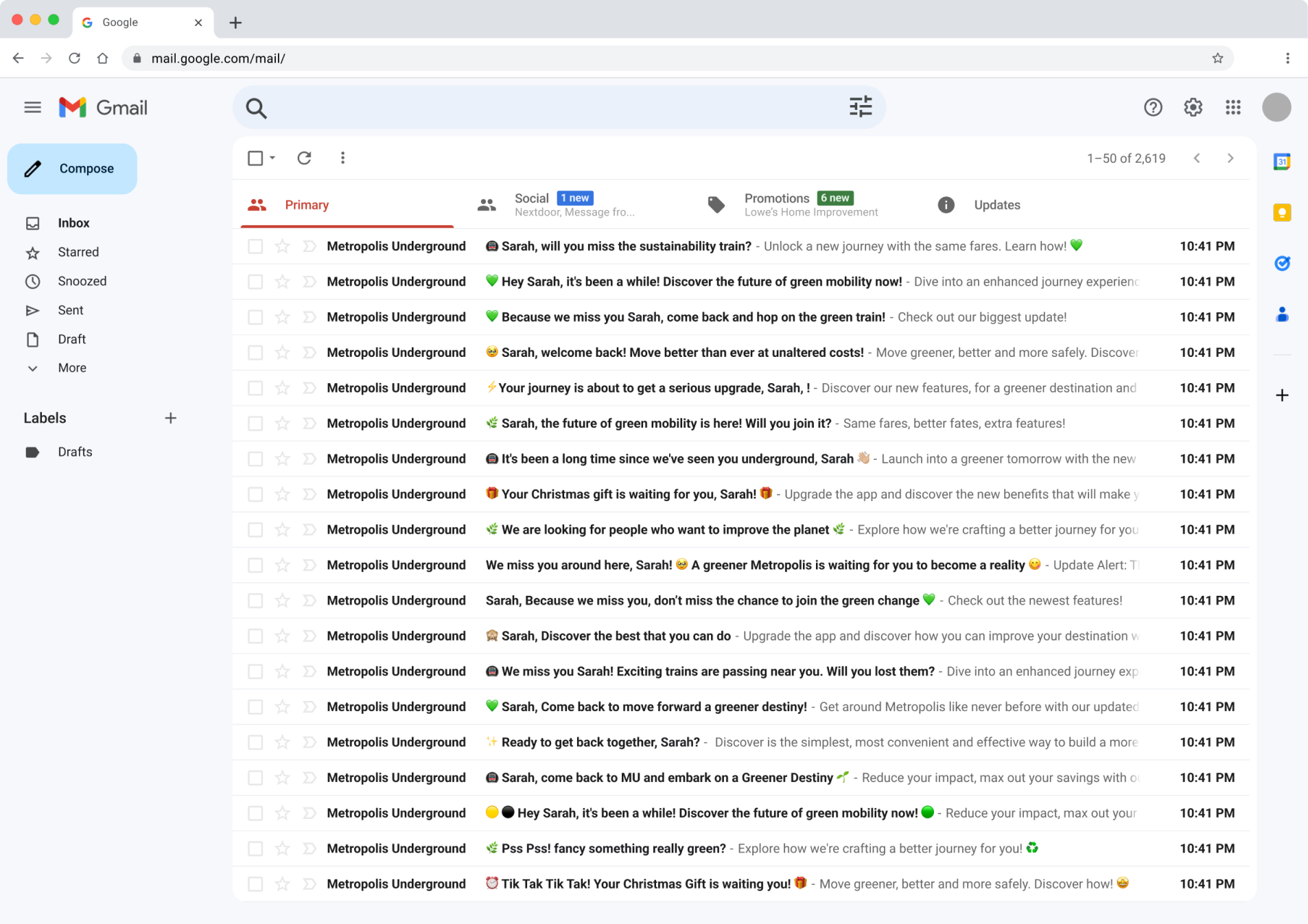 Líneas de asunto del email en Gmail
