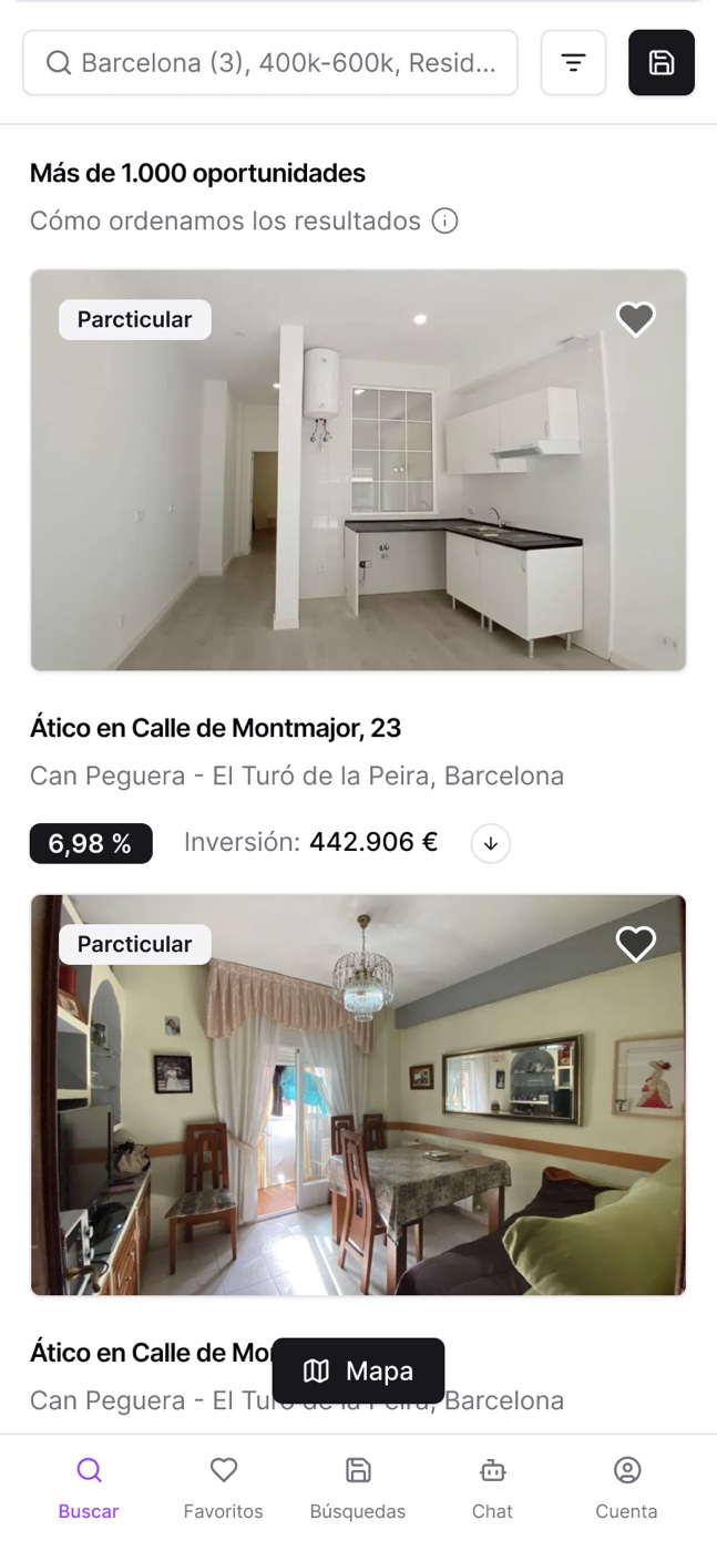 Búsqueda — listado (mobile)