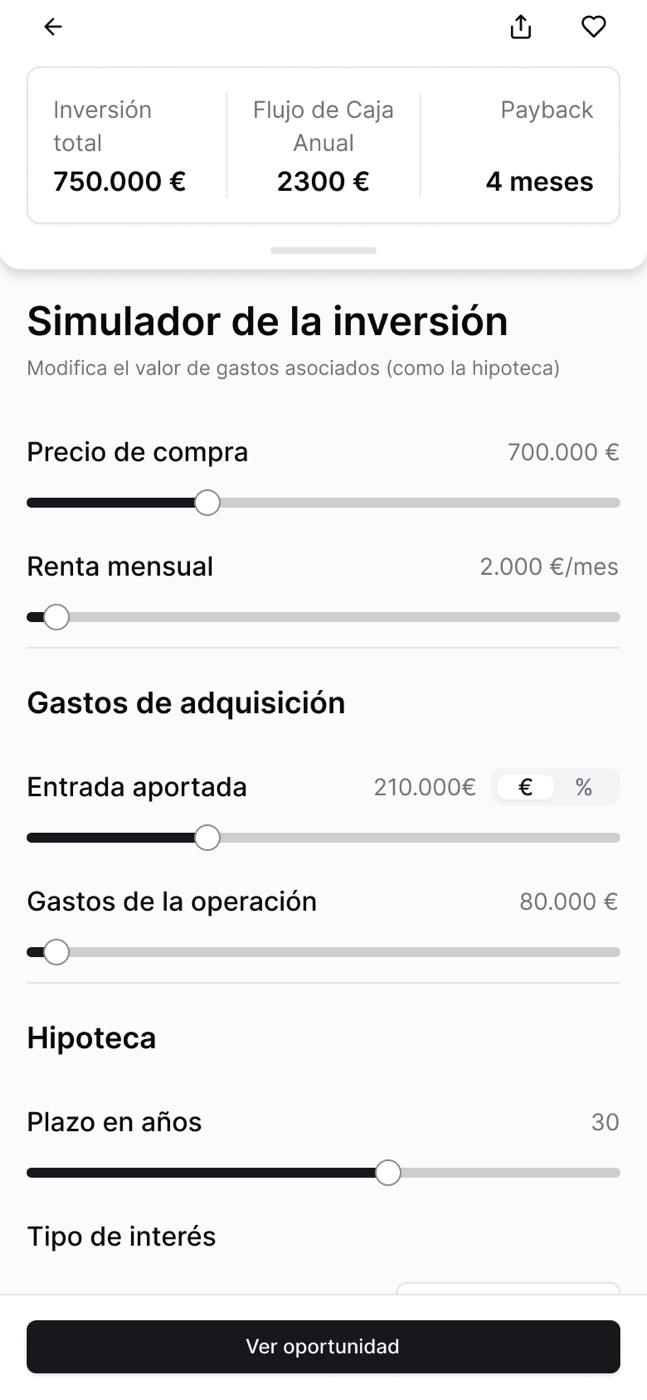 Simulador de inversión (mobile)