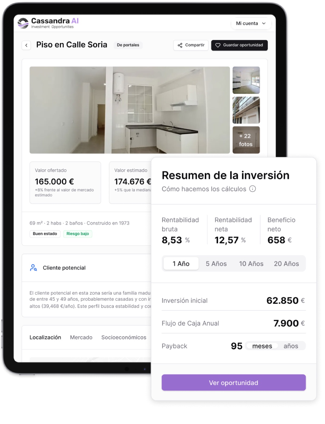 Mockup del marketplace en mobile
